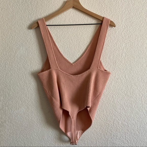 Ale By Alessandra x Revolve Marisol Thong Bodysuit Rose Pink Ribbed Cotton - Picture 6 of 10